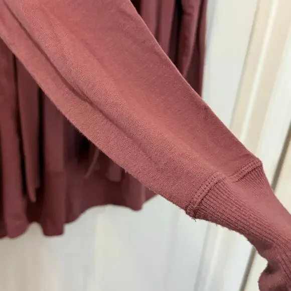 Athleta Pranayama Wrap Long Line Cardigan Medium Tawny Rose Mauve Lounge Cozy - Picture 12 of 13